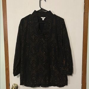 CROWN & IVY Black and Gold Women's Top